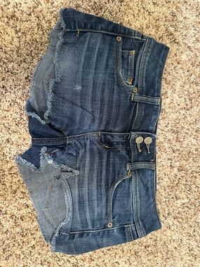 American Eagle Outfitters Women's Blue Frayed Denim Shorts